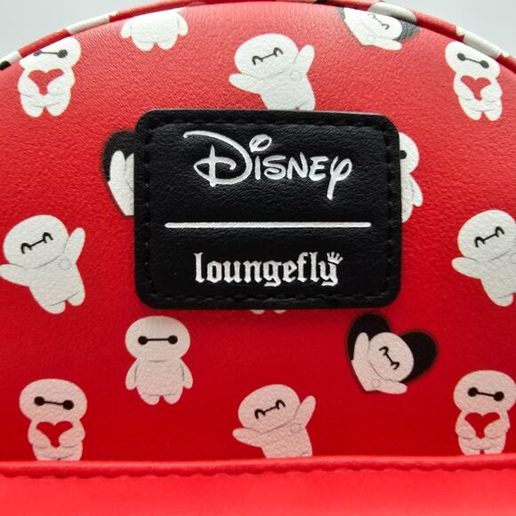 Loungefly Disney Big Hero 6 Baymax Love All Over Print Red Mini Backpack Bag - Picture 7 of 7